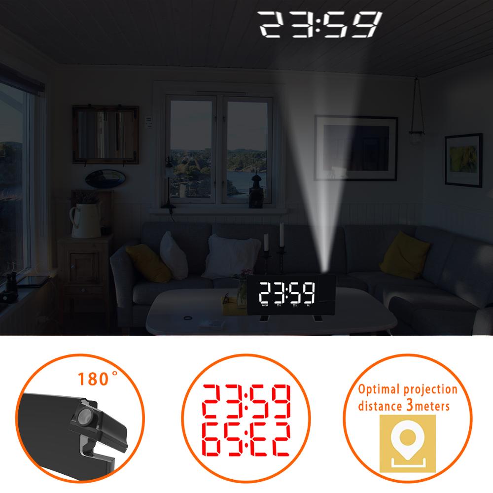 Multifunctional Projection Alarm Clock With Fm Radio Led Digital Electronic Clock Usb Mobile Phone Charging Double Alarm Clock