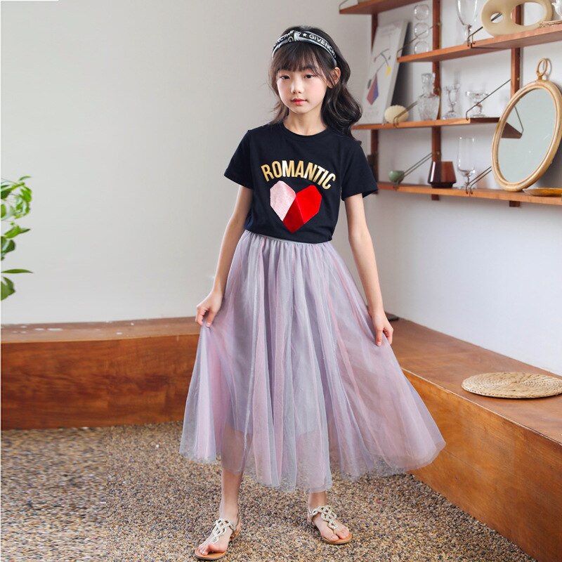 Faldas de princesa de malla para niños, ropa que combina con todo, de longitud media, 8, 12, 13 y 14 años