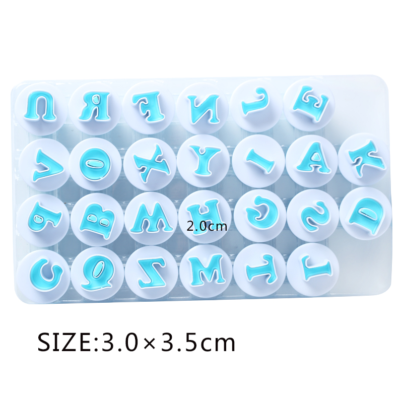 26 Stks/set Letters Bakken Koekjes Mal Stamped Cookie Cutter Brief Nummer Arabische Tekens Fondant Cake Decorating Tool: LETTER