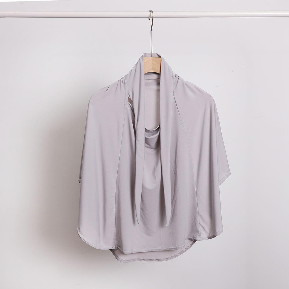 Ramadan Spring Summer Breathable Ironless Hijabs Long Instant Hijab Woman Ready To Wear With Face Masks Ready to Wear Hijabs: Cream