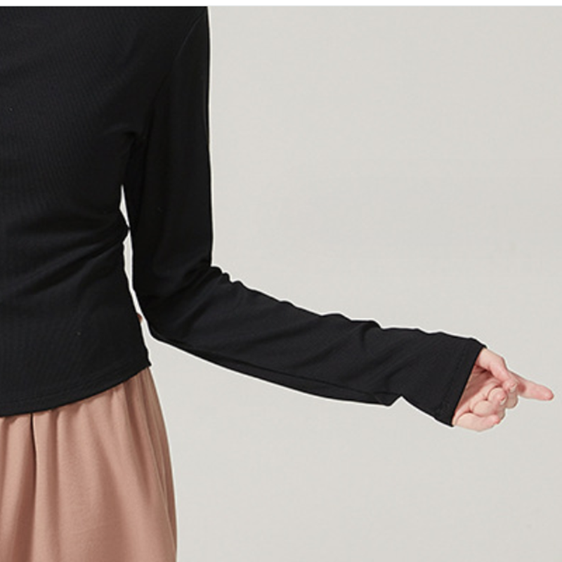 Women Modern Dancewear Long Sleeve High Neck Slim Costume Stage Performance Clothing China Practice Clothes Elastic Tops
