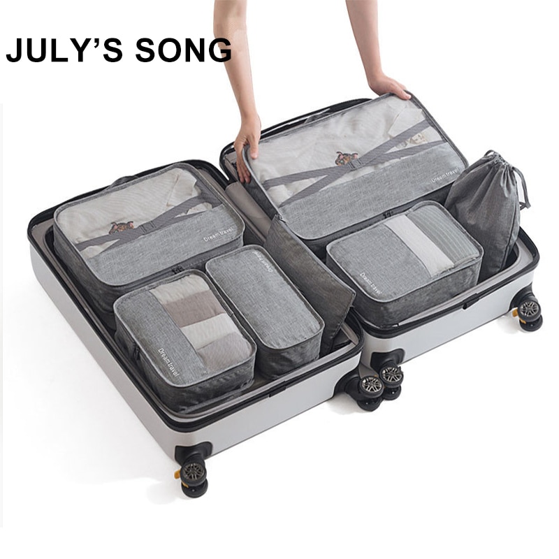 7pcs/set Men Travel Bag Sets Waterproof Packing Cube Portable Clothes Sort Case Women Luggage Organizer Bag Accessories