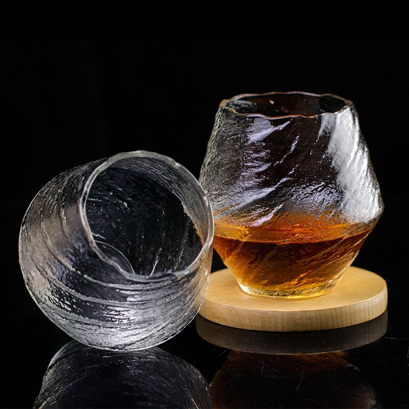 Edo japansk konst whiskyglas kopp frost glasögon glas te koppar blyfria whiskyglas med trälåda