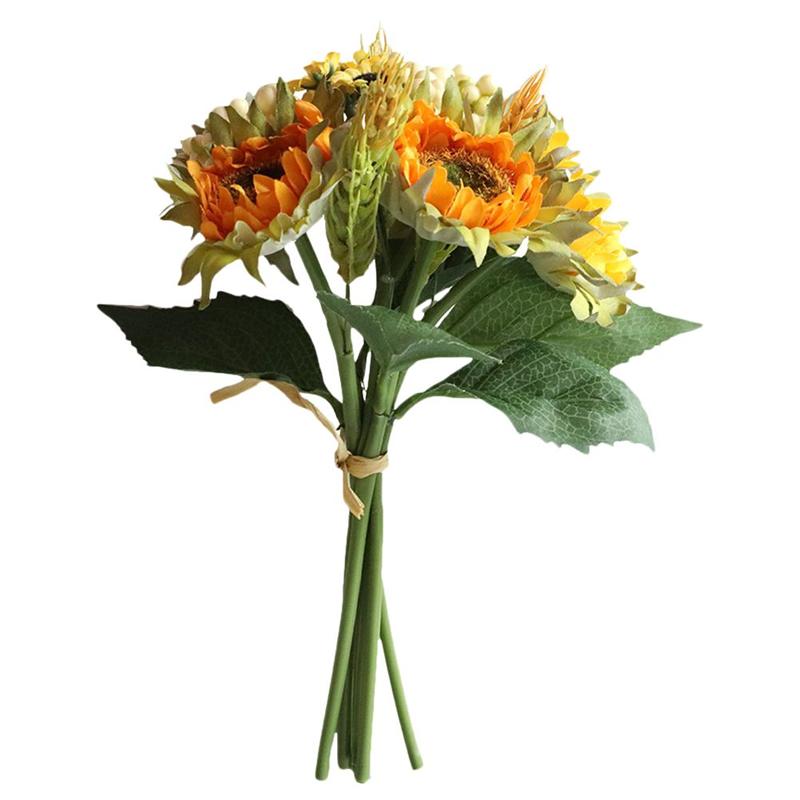 1pc Simulation Sunflower Bouquet Home Flower Arrangement Flower Wedding Party Decoration Accessories (Yellow)
