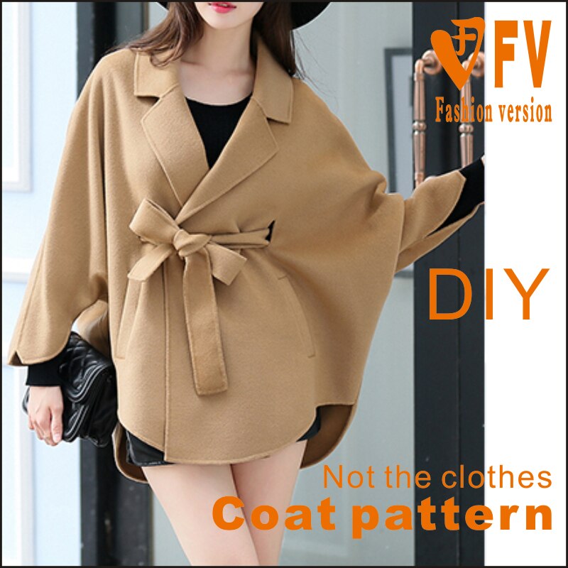 Dames Mantel Mantel Patroon Dubbelzijdige Kasjmier Revers Jas Tekening Kledingstuk Naaien Tekening BFY-248