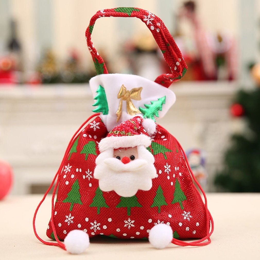 Leuke Kerst Cadeau Zakken Snoep Zak Kerstman Sneeuwpop Kerstboom Hangen Kid 'S Xmas Candy Tassen: Rood