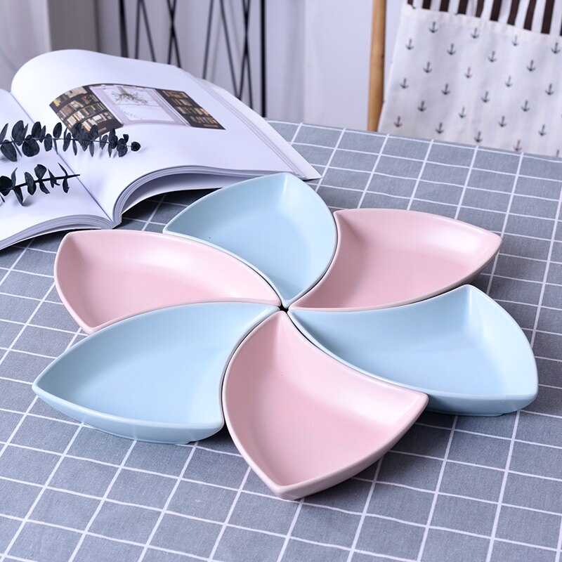 Multifunctionele keramiek Fruitschaal dessert Dessert Dienblad Plaat Snack Schotel 6 Compartimenten Creatieve Home Decoratie trinket dish: R