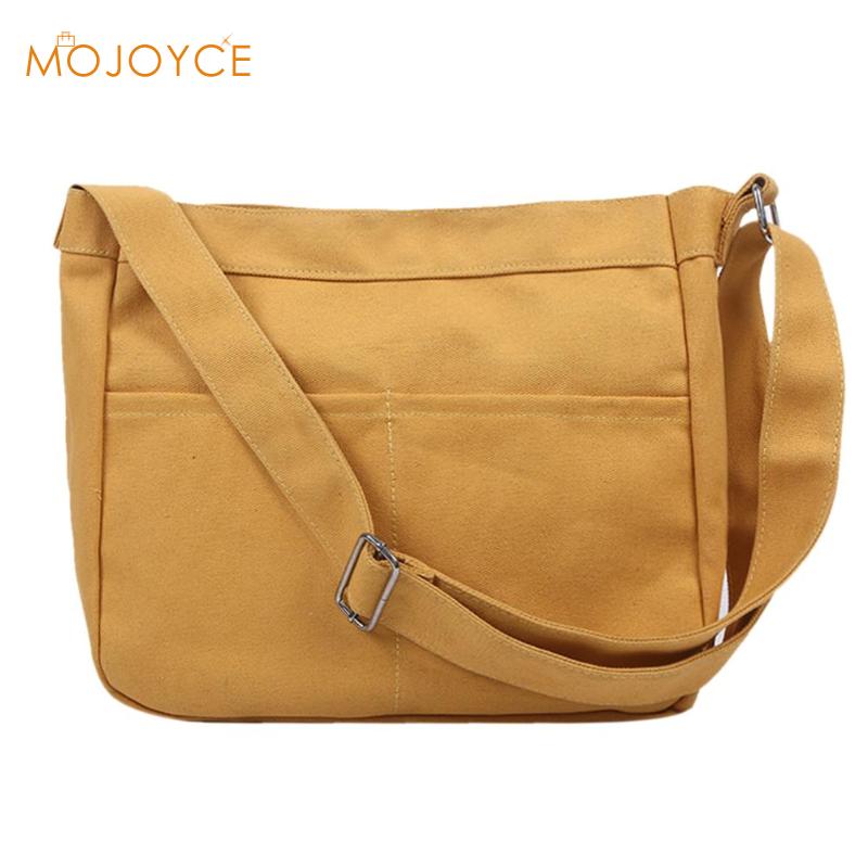 Lærred messenger tasker kvinder ensfarvet stor kapacitet skulder håndtaske øko crossbody taske dame vintage messenger tasker