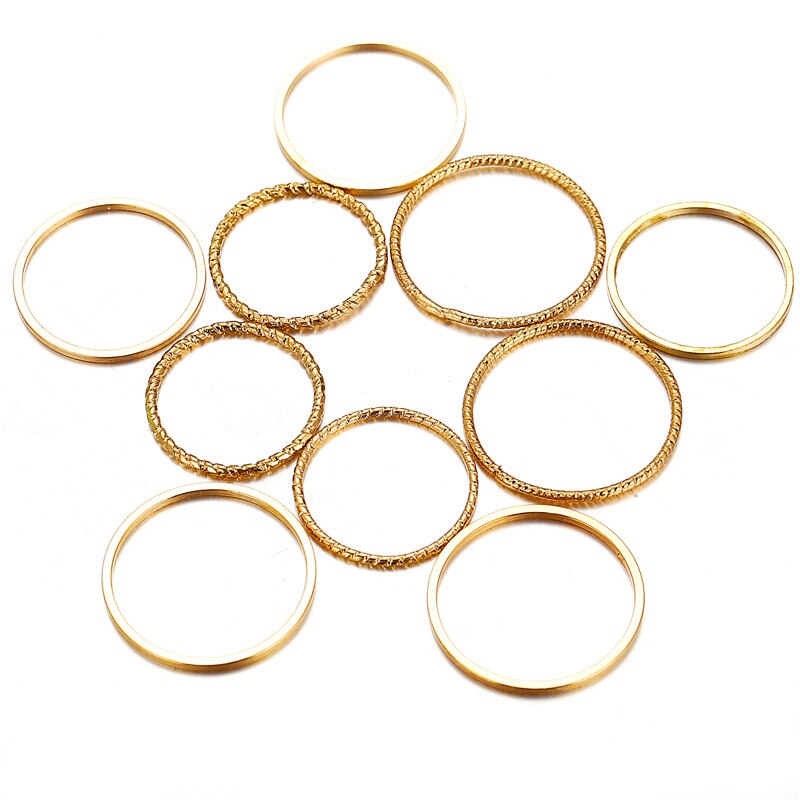 10Stck Knöchel Ring einstellen Frauen Schmuck Goldenen Feinen Finger Ringe Für Frauen Zubehör Weibliche Damen Party Ring Anzug Femme ringe