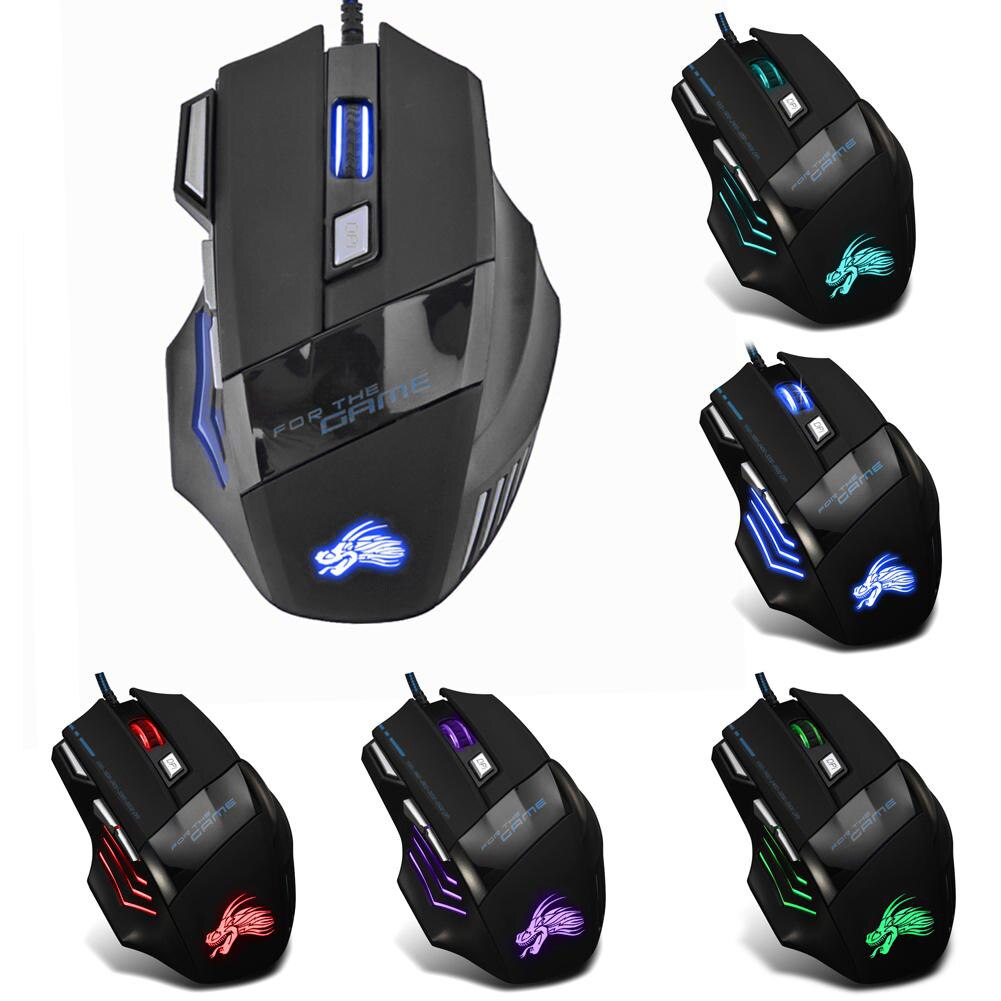 USB Wired Gaming Mouse 7 Button Backlit Ergonomic Mice 5500 DPI Backlight Adjustable Optical Mice for PC Gamer Computer Desktop