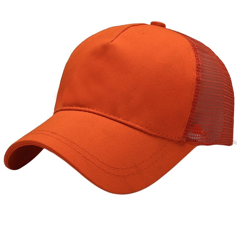 Unisex sportpet, snel drogend, ademend katoenen mesh pet, gebogen rand, zonneklep, verstelbare snapback pet voor hardlopen en vissen: Oranje