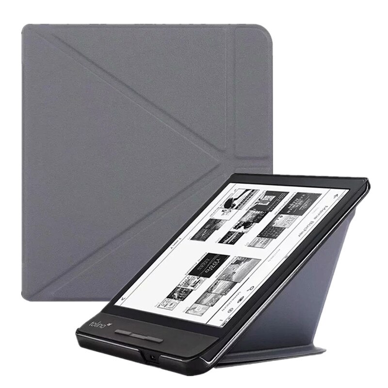 Case Voor Alle 7 "Kobo Libra H2O Ebooks Pu Lederen Multi-Angle Stand Cover Voor tolino Vision 5 Auto Sleep/Wake + Stylus: Grijs