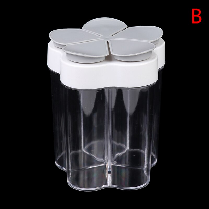 5 In 1 Plastic Zout En Peper Shaker Transparante Spice Dispenser 4 Compartiment Camping Kruiden Pot Met Deksels Voor Koken bbq: B