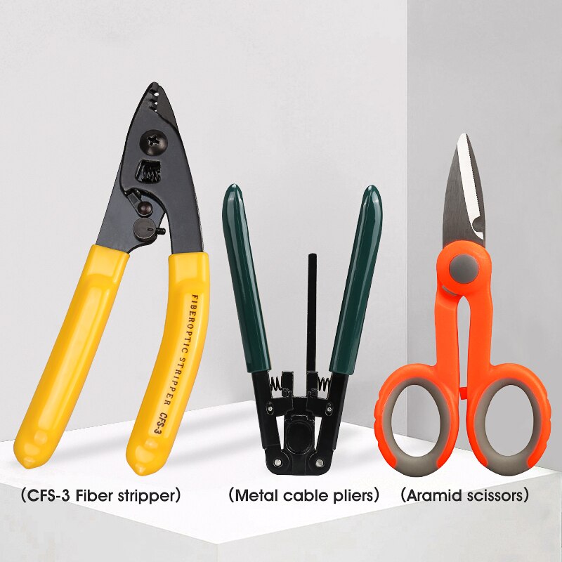 FTTH Fiber Optic Tool Kit AUA-S2 Fiber Cleaver Optical Power Meter 10MW Visual Fault Locator with Stripping Pliers