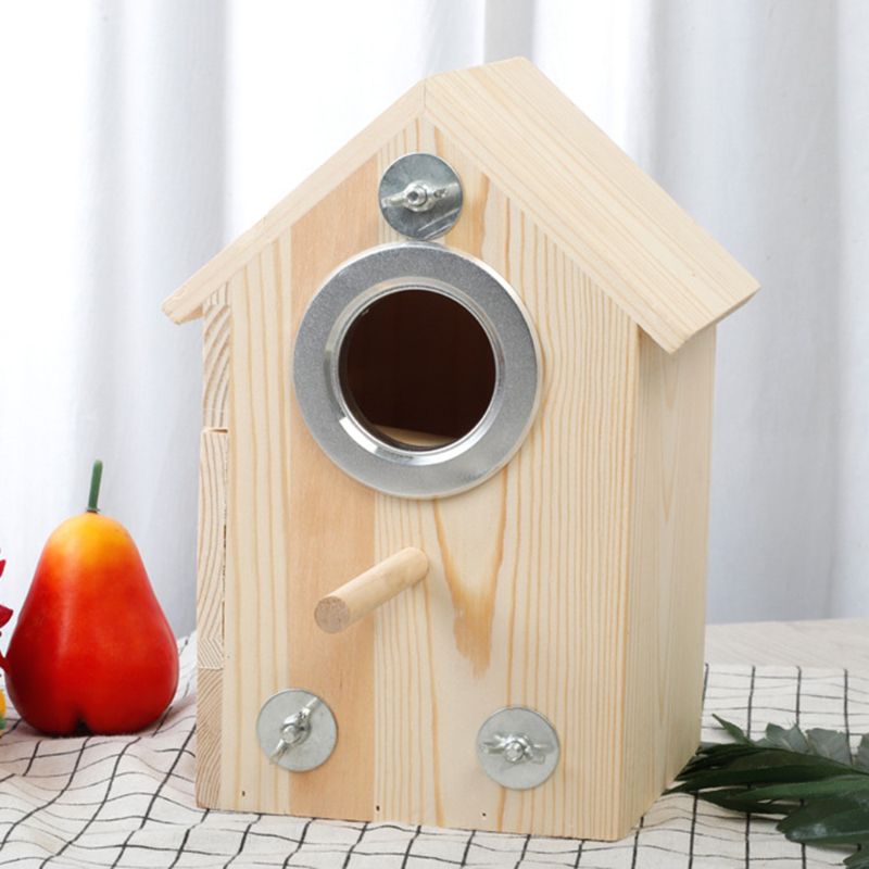 Wood Bird House Parakeet Nest Breeding Box Birdhouse Side Opening Mount Outdoor Incubator Nest Hut Toys for Parrot Lovebirds