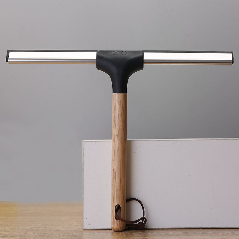 14'' 12'' 10'' Inch Shower Squeegee Silicone Rubber Wiper Window Glass Scrape Wooden Handle With Hooks Bathroom Hair Remover