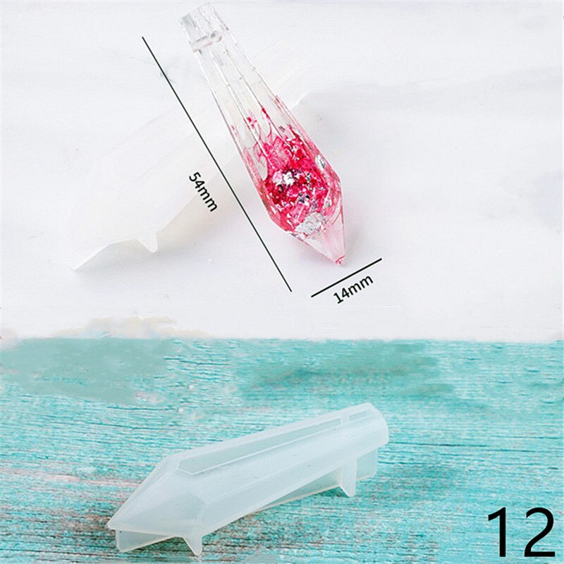 SNASAN Crystal pendulum wisiorek z otworem silikonowe formy narzędzie jubilerskie żywica epoksydowa UV formy suszony kwiat żywica dekoracyjne rzemiosło: 12