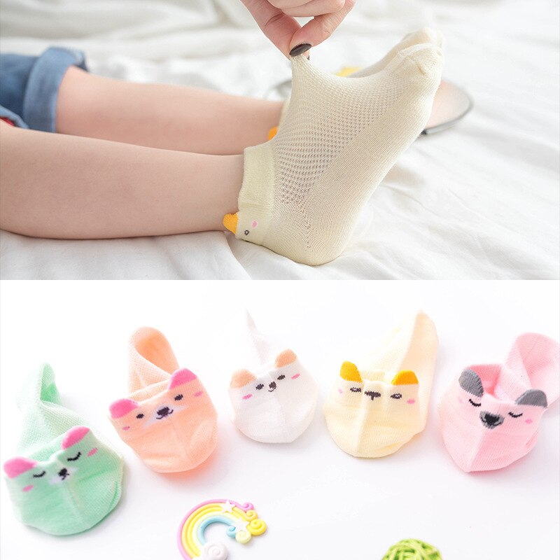 5 paia/lotto calzini per bambini autunno inverno calzini in cotone ragazze Short Sox 1-12 anni cuore bambini ragazzo calzini traspiranti calzini da pavimento: cat / 9 to 12 Yrs