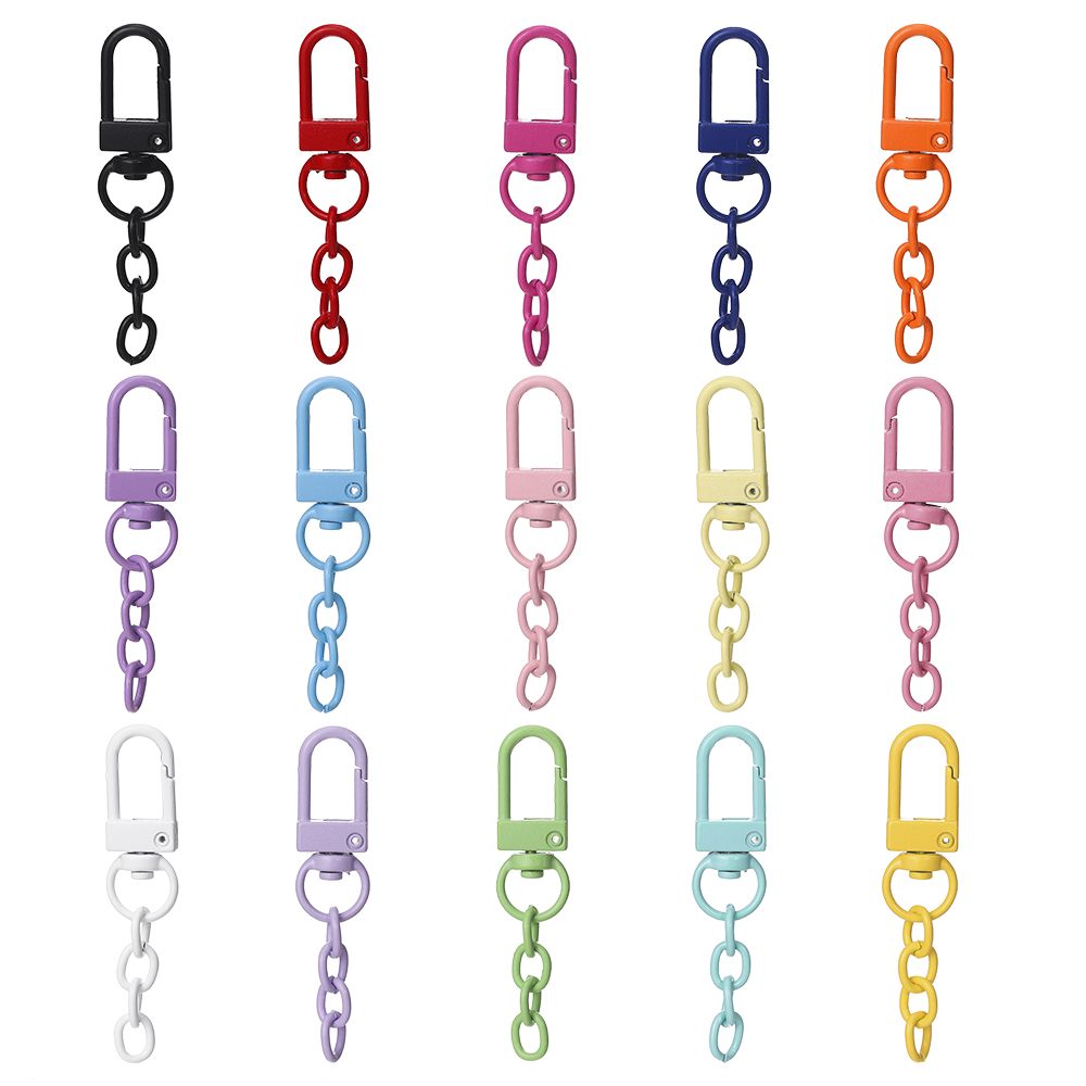 10pcs/lot Keyring Lobster Clasp Spring Buckle With Chains Colored Keychains For DIY Jewelry Making Key Ring Hooks Bags Buckle: PURPLE