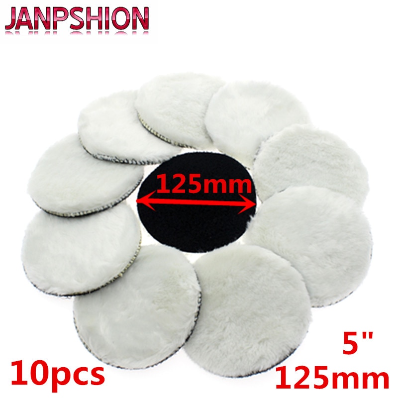 JANPSHION 10pc 125mm car polishing pad 5&quot; inch polish waxing pads Wool Polisher Bonnet Car paint Care