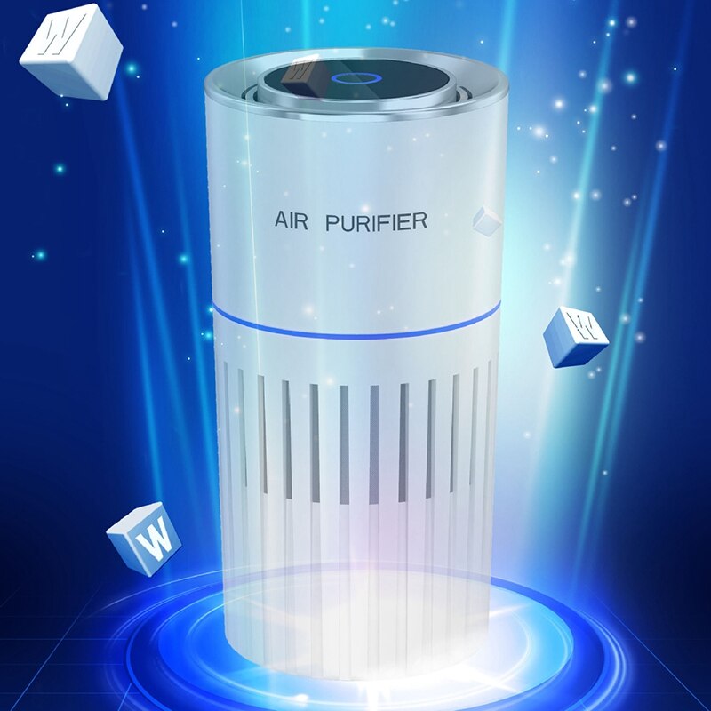 Portable Car Air Purifier UV Light Purifiers Air Purifier Air Cleaner with HEPA Filter for Car Home Office,White