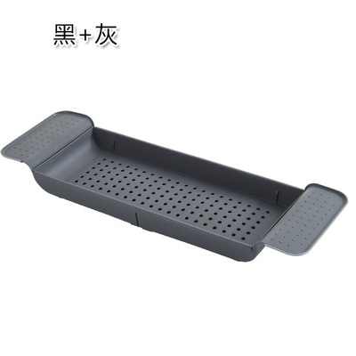 Bandeja de baño de plástico multiusos ajustable, bandeja para bañera, soporte de libro para ducha, vino, herramienta de cocina, escurridor de baño, cocina: gray
