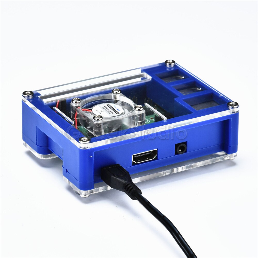 ! Boîtier en plastique acrylique bleu et Transparent avec adaptateur d'alimentation 5V 2.5A en option, pour Raspberry Pi 3B +/3B Plus (non inclus)