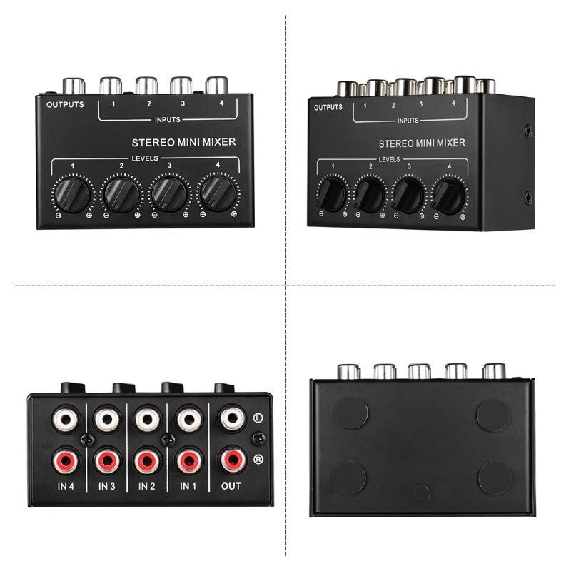 CX400 Mini Passive Stereo Mixer Rca 4-Channel Passive Mixer Small Mixer Mixer Stereo Dispenser for Live Studi-o