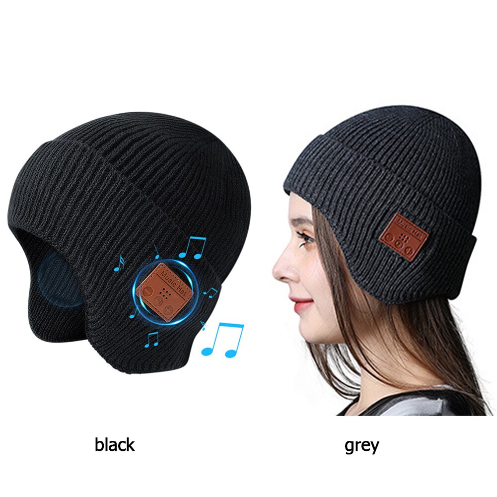Gorro Unisex con tapa para cubrir las orejas, auriculares inalámbricos con micrófono, extraíble, Compatible con Bluetooth 5,0, sombrero de música