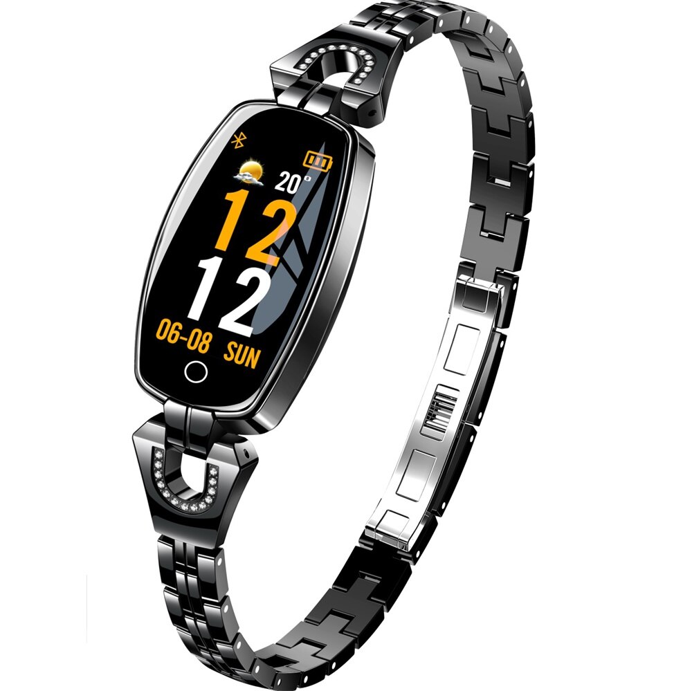 696 h8 h8 pro smartwatch-armband mit herzfrequenzmessung, blutdruckmessung, schrittzähler, wasserdicht, fitness-aktivitätstracker, smartwatch für damen: H8 schwarz