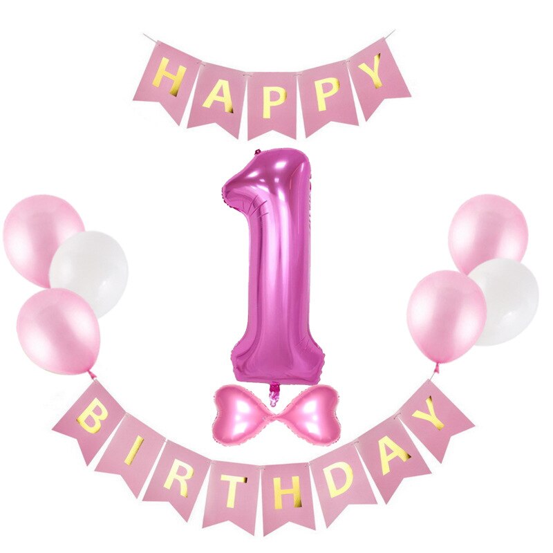 Aluminiumsfolie digitale balloner tillykke med fødselsdagen fishtail pull flag børns fødselsdagsfest 10 tommer rund latexballon: Lyserød