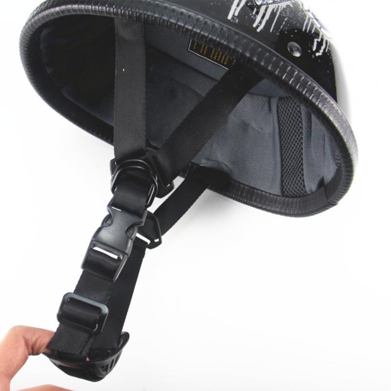 Motorfiets Half Helm Met Zonnescherm Quick Release Strap Half Gezicht Fit Voor Mtb Fiets Cruiser Scooter Harley Sml matte Black