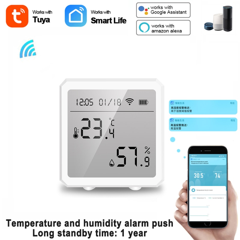 Tuya WIFI Temperature and Humidity Sensor Controller Meter Indoor Hygrometer Thermometer LCD Display for Alexa Google Smart Home