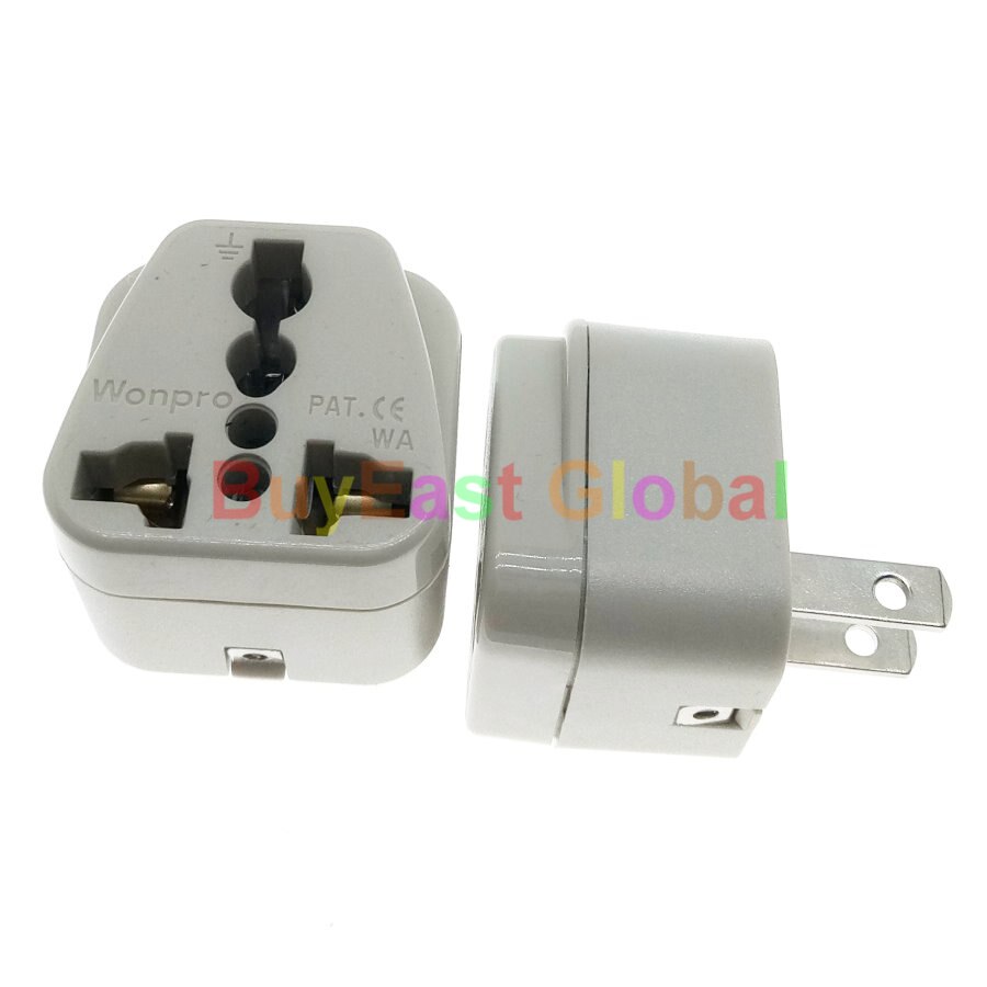 Universal to US Canada 2 Pin Power Plug Adapter AC100~250V 10A Wonpro WA-6