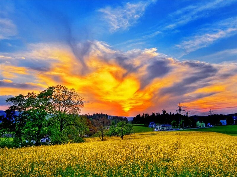 Full Round Drill 5D DIY Diamond Painting " sunset" Cross Stitch Mosaic Home Decor: G-2162