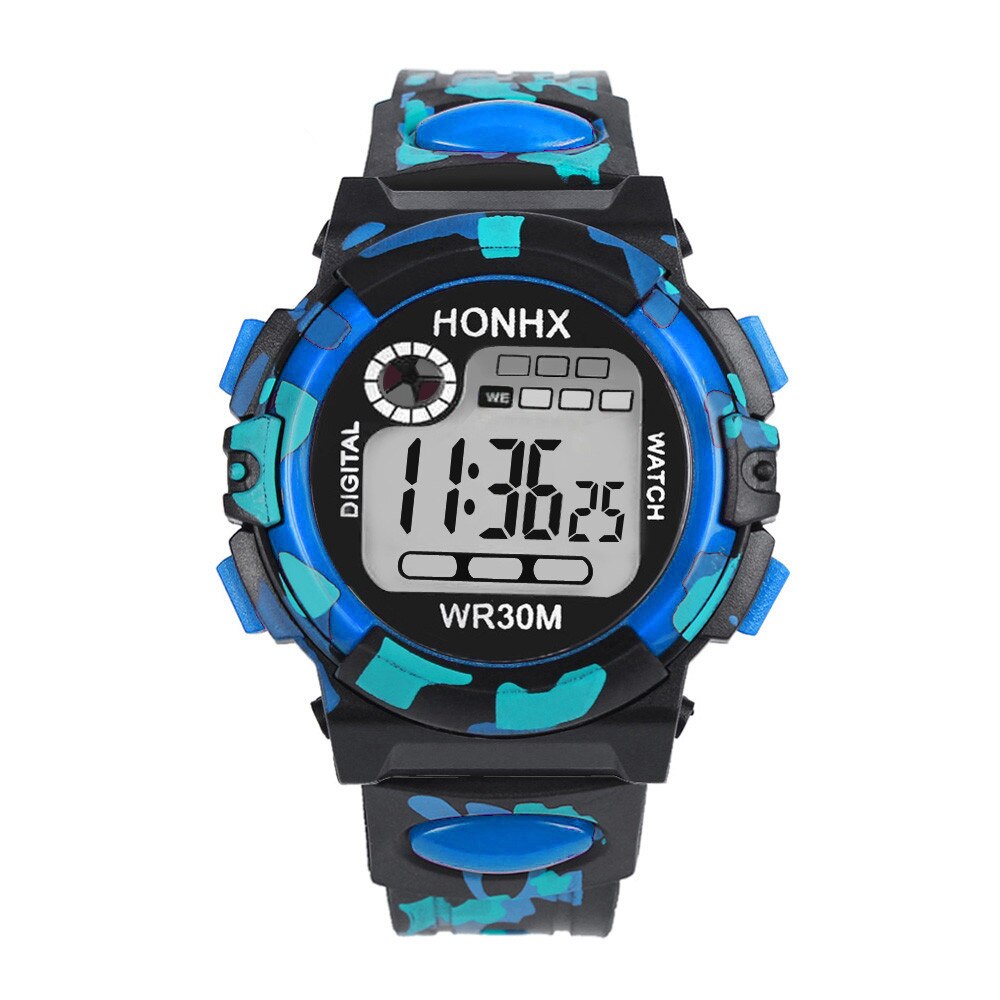 Waterdichte Kinderen Jongens Multifunctionele 30M Waterdicht Horloge Led Digitale Dubbele Actie Horloge Kids Alarm Datum Elektronische Horloge Q: Multicolor Blue