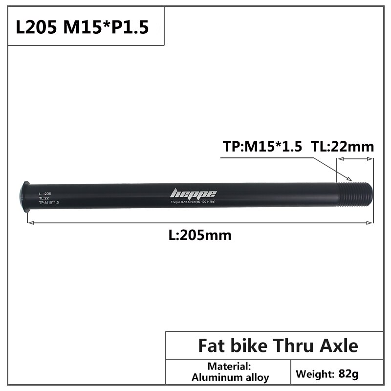 HEPPE Bike Thru Achse Vorne Gabel Welle Spieße Fett Bike Hinten Hub Steckachse 15x14 2/148 15x10 0/110 MTB Schnell release M15xP 1,5: L205 M15x1.5 TL22