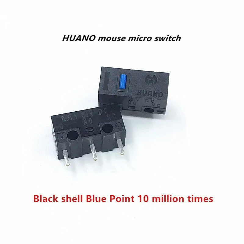 1Pcs Authentic HUANO mouse micro switch button white yellow blue pink green dot blue shell white dot General 3-pin switch: green