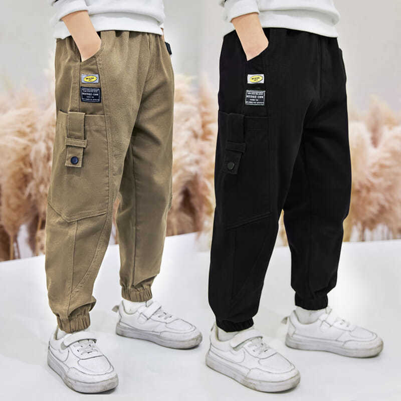Pantalones Cargo con múltiples bolsillos para niño, pantalón informal, para la escuela, para correr, trabajo al aire libre