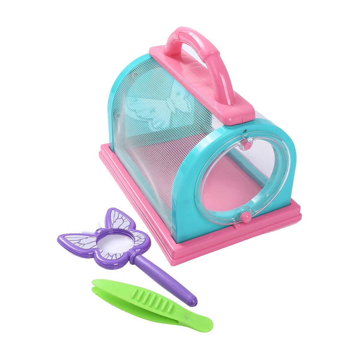 Insect Kooi Nylon Mesh Kleur Blok Ventilatie Insect Dozen Kleuterschool Omvangrijk Science Experiment Voerbox: Blue Pink