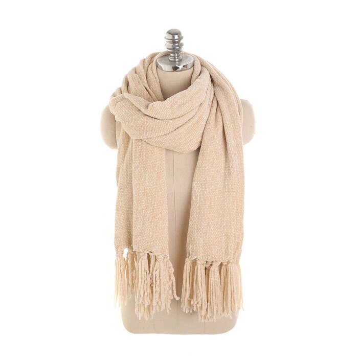 Écharpe Chenille solide et élégante | Écharpe pour femmes de , châles et enveloppes de couverture doux et confortables à la avec glands, hiver: Beige
