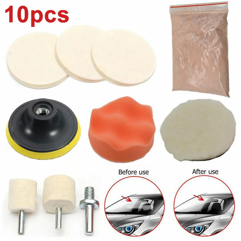 Herramienta de pulido de vidrio de coche, Kit de reparación de arañazos de parabrisas, disco de pulido de carrocería de coche, 8/10 Uds.: Azul