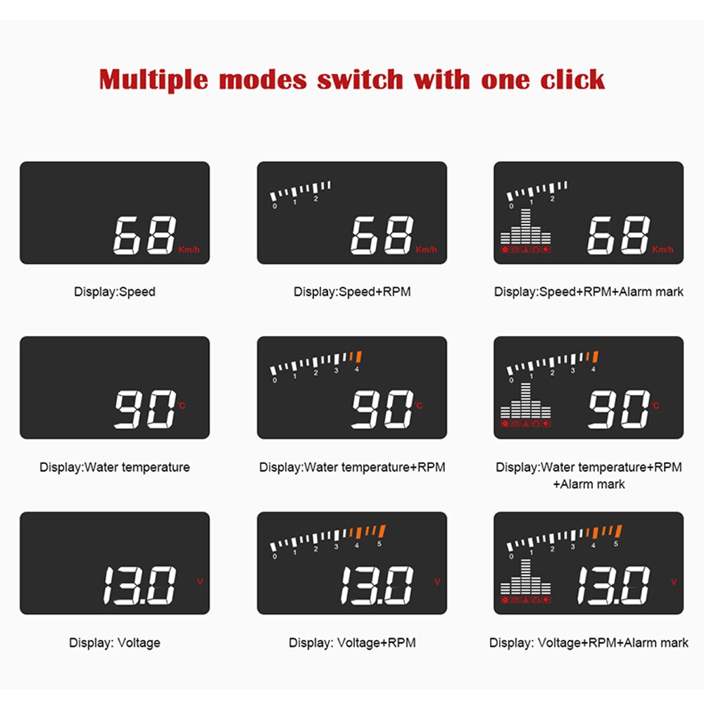 HUD OBD Computer Car Speed Projector Digital Speedometer Display Fuel Consumption Temperature Gauge Diagnostic Tool Alarm System