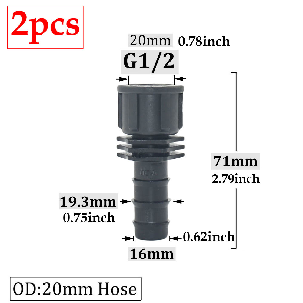 2 stücke 16/20/25mm PE Schlauchtülle Anschluss Auf 1/2 3/4 1 zoll Gewinde Garten Kunststoff Pfeifer Widerhaken passend zu Bauernhof Gewächshaus bewässerung Ada: Licht Grün