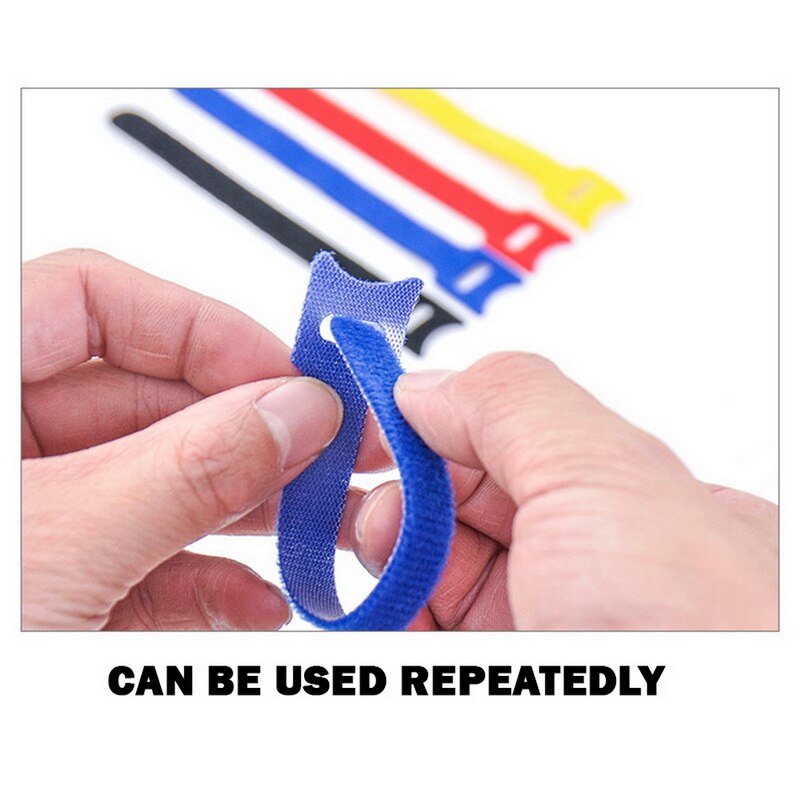 50Pcs Reusable Black Cable Cord Nylon Strap Ties Tidy Organiser Tool Hook And Loop Cable Ties Multiple Colour