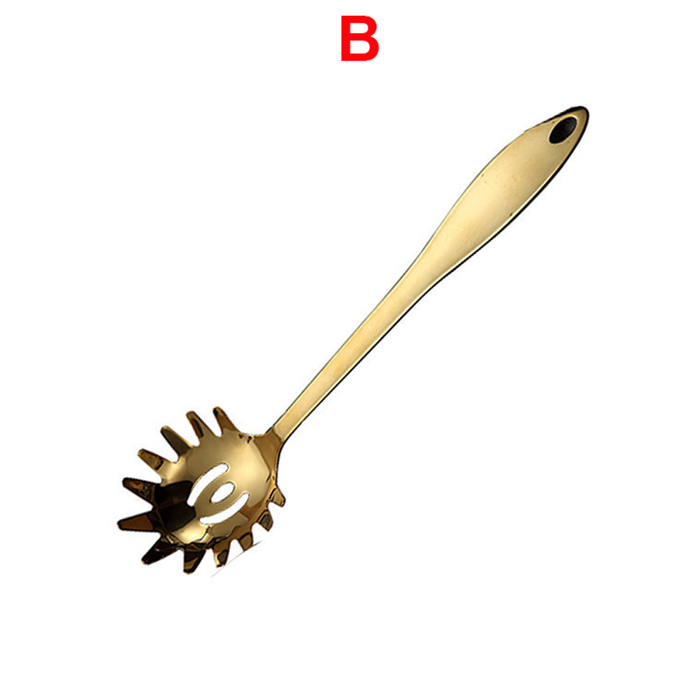 Utensilios de cocina de acero inoxidable y titanio dorado, cuchara, pala, juego de utensilios de cocina: 2