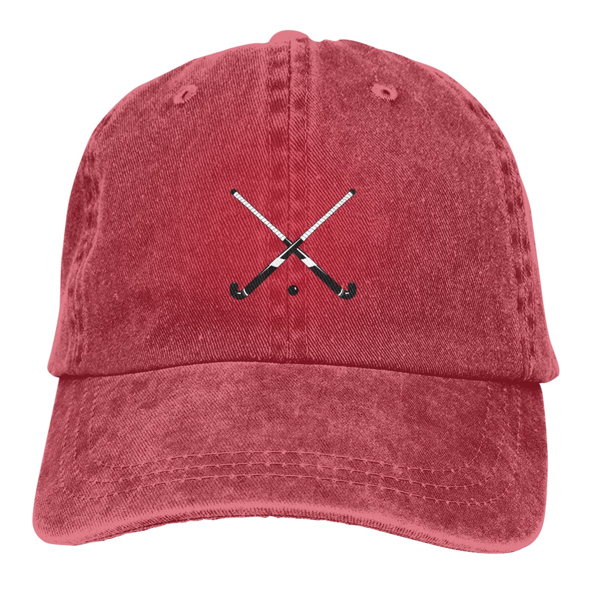 Crossed Field Hockey Sticks RetroBaseball Cap Cowboy Hat Fitted Cap Snapback Hat for Men Women Casual Cap Sun Hat Outdoor Cap: Red
