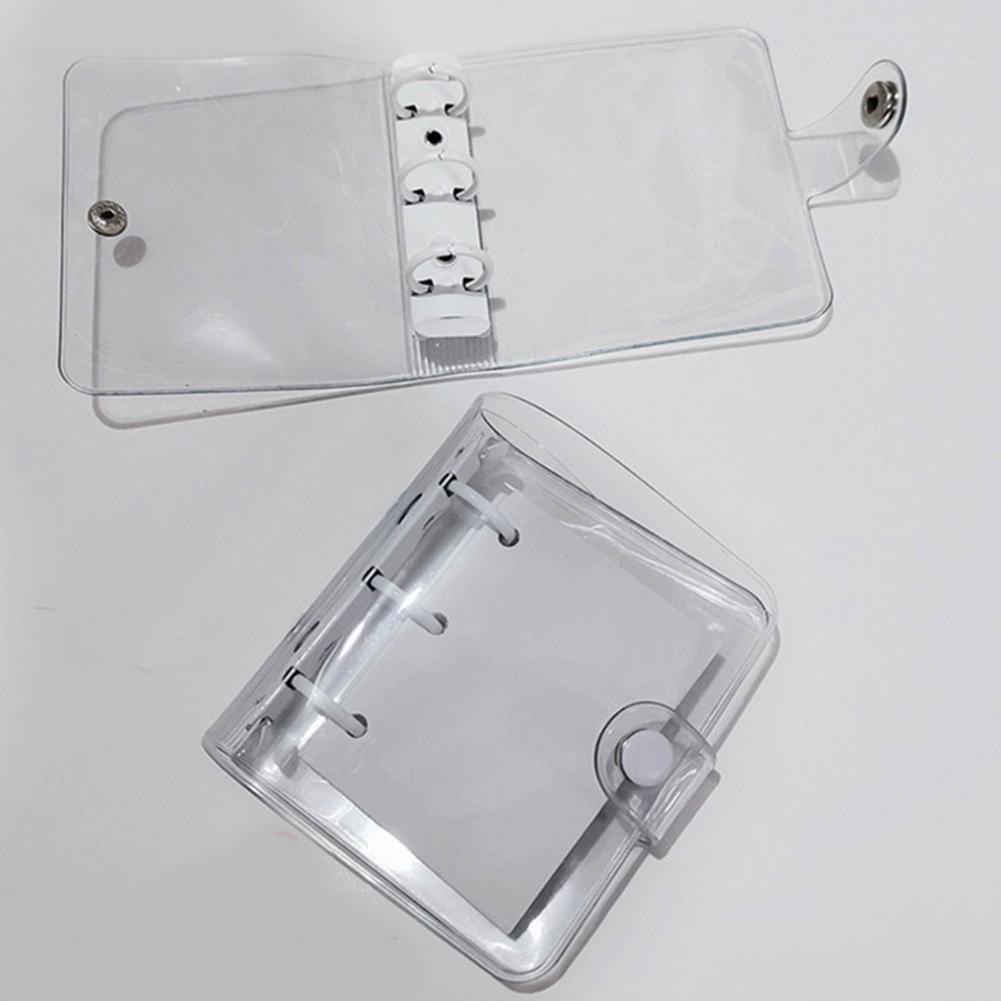 Mini 3-Ring Transparent Loose-leaf Book Cover Pvc Clear School Student Cute Shell Shimmering Supplies Stationery