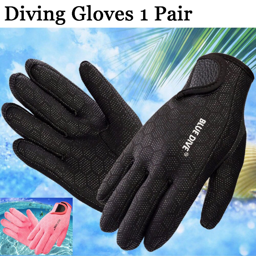 Neopreen Zwemmen Duiken Handschoenen 1 Paar 2 Kleuren Zwart Roze Mannen Vrouwen Antislip Blauw Dive Liefhebbers 1.5mm Dikte Brand