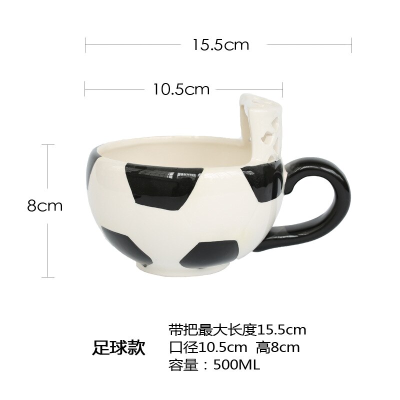 Tasse de basket-ball créative en céramique, petit-déjeuner, motif dessin animé, pour enfants, joli, pour le lait, le café: Football